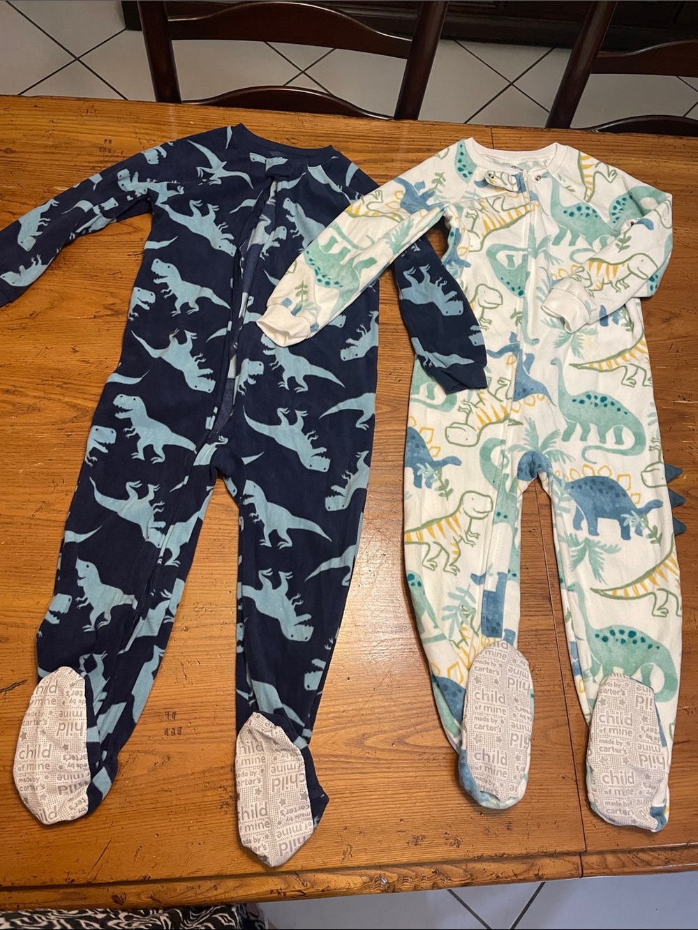 2 Carter's Toddler Dinosaur Footed One-Piece Set size 5T